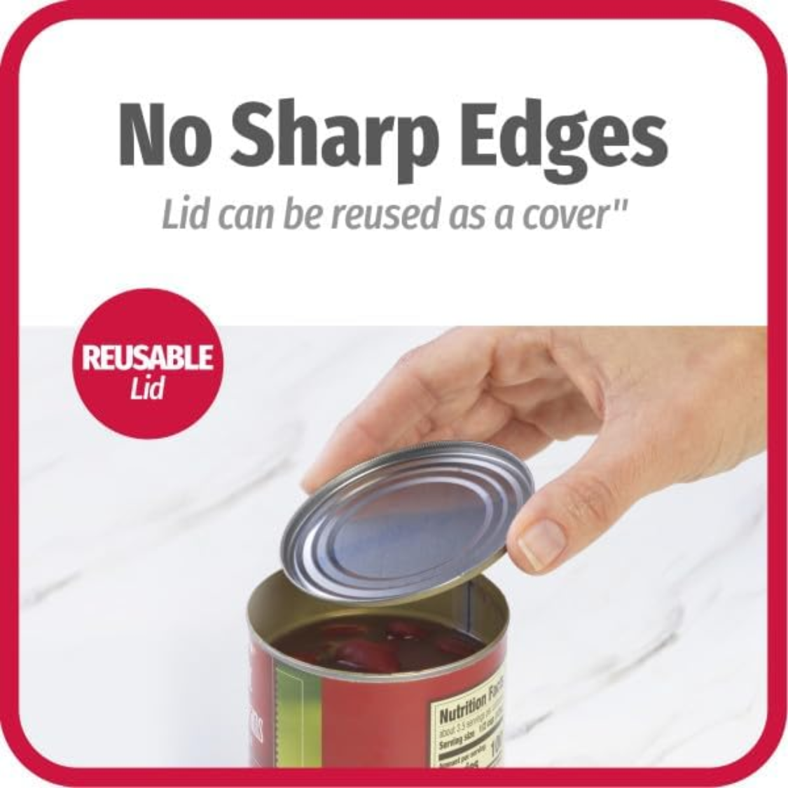 Can Opener, Safe Cut Manual No Sharp Edges, Black