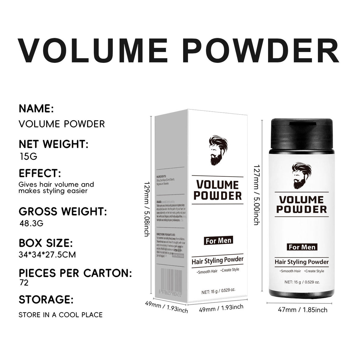 Male Creative Portable Hair Plumper Powder