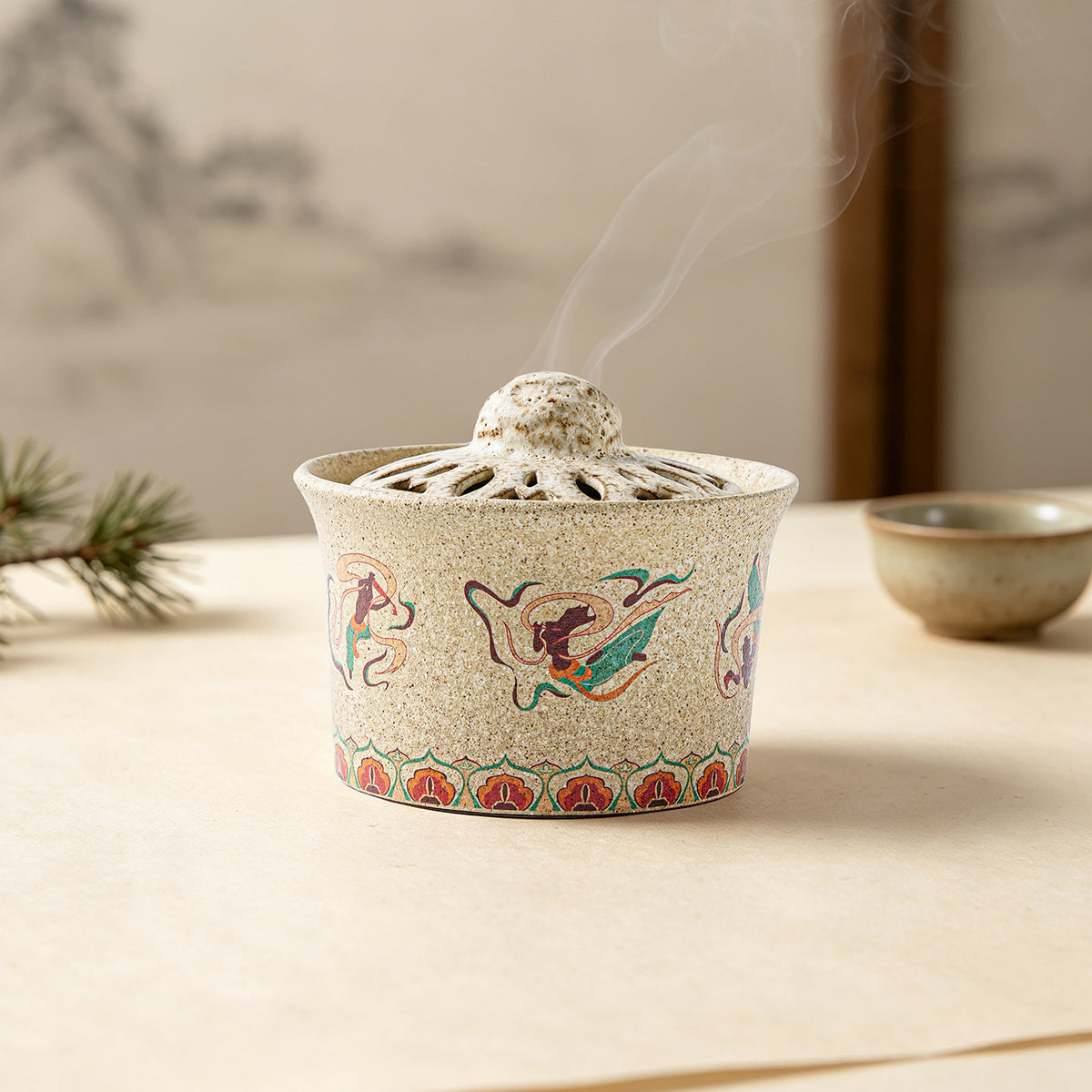 Ceramic Incense Burner for Home Use - Handmade Retro Style ZXL Dunhuang