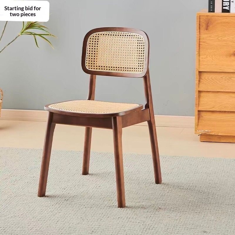 Simple Modern Oval Rattan-Woven Solid Wood Bar Stool for Kitchen or Bar