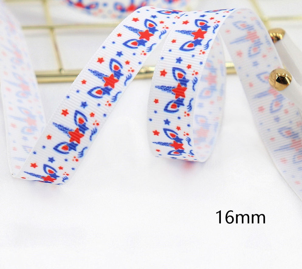 Stars and Stripes Ribbon Dovetail Bowknot Hair Accessory - Multiple Colors & Lengths