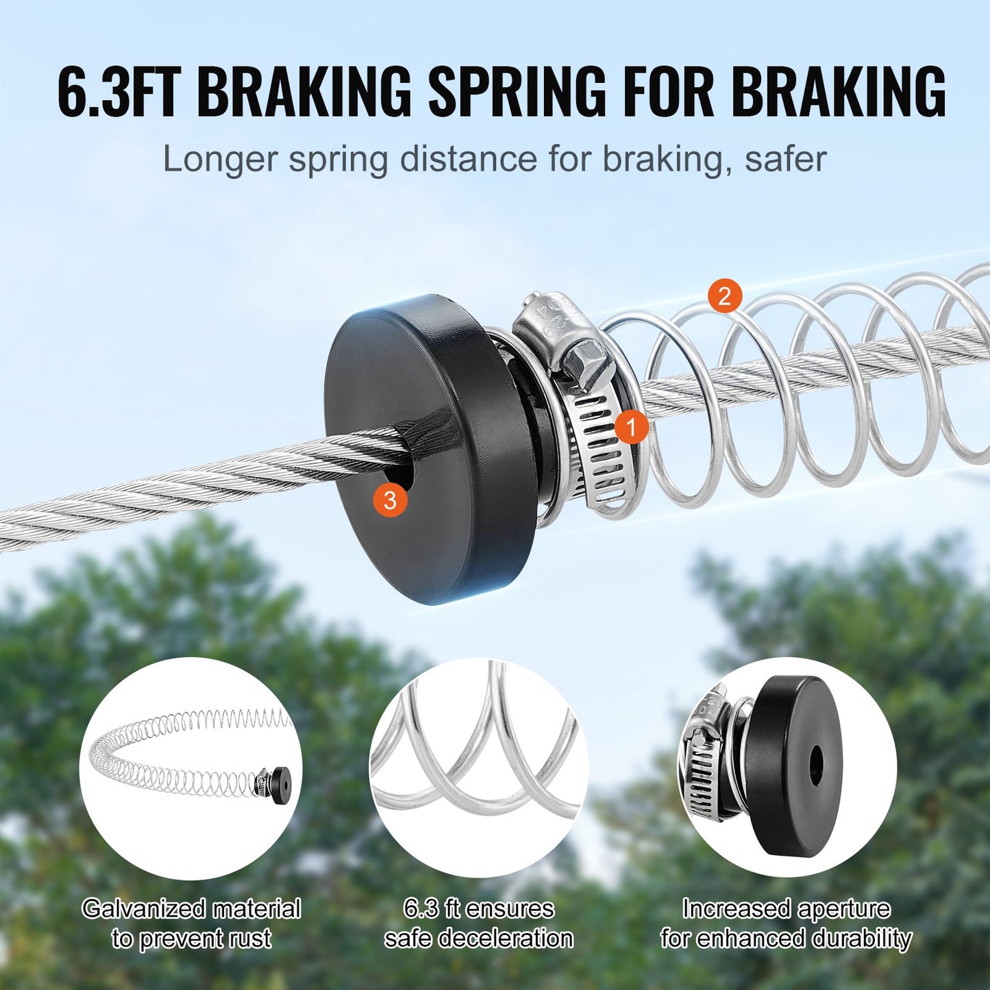 Kids & Adult Zipline Kit 60 Ft, 500 Lb Capacity Backyard Outdoor Zip Line with Safety Harness & Stainless Steel Spring Brake - Blue
