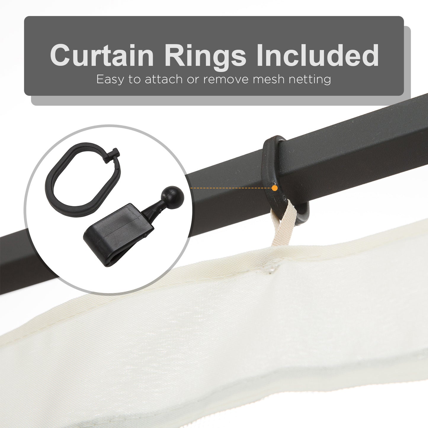 9.8' x 13.1' Gazebo Netting Replacement - Black Polyester