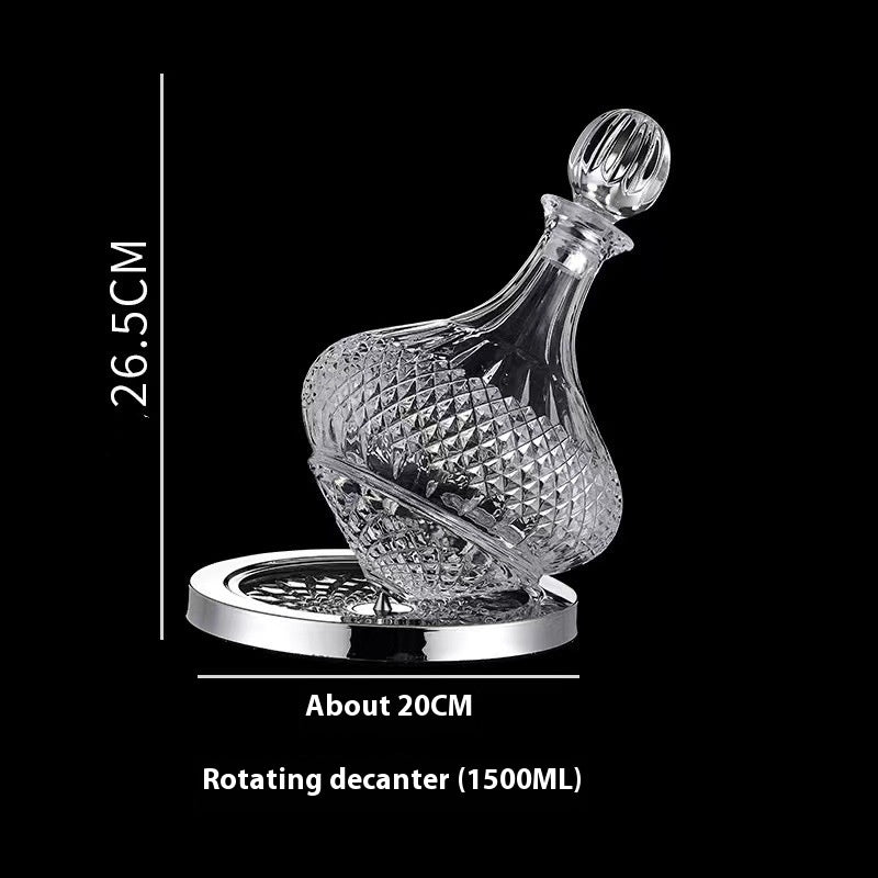 Luxury 1.5L Rotating Crystal Wine Decanter with Mirror Finish - Gift Bar Decor