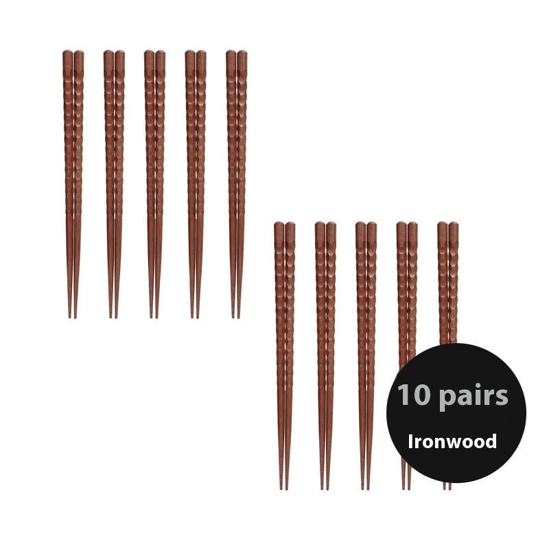Solid Color Wooden Chopsticks Set - Non-slip Kitchen Dining Utensils