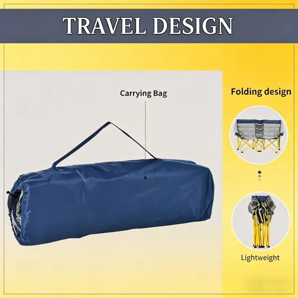Double Folding Camping Chair with Carry Bag and Cup Holder
