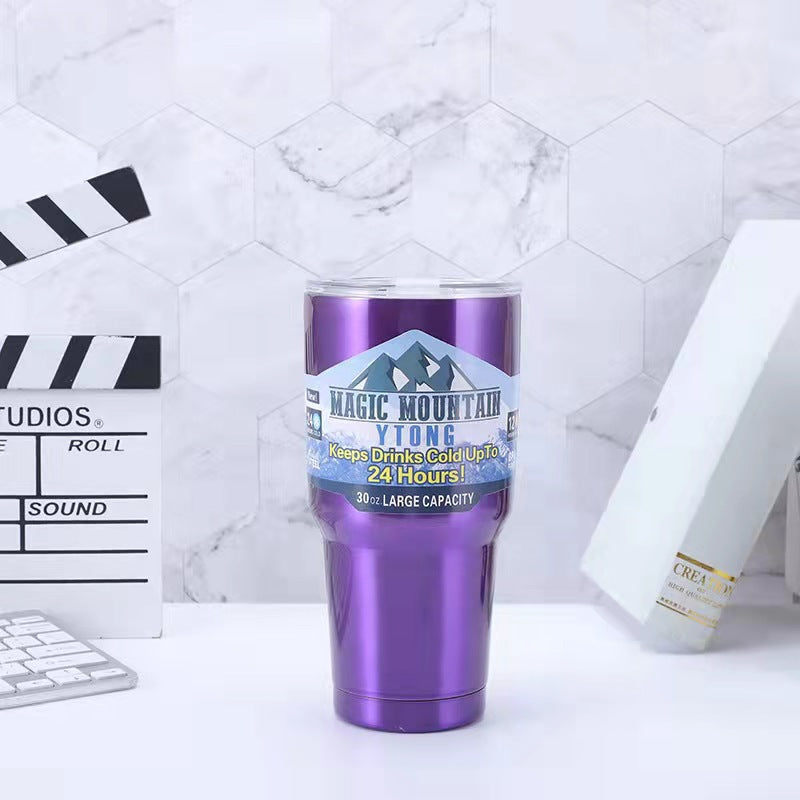 Large Capacity Stainless Steel Travel Insulated Car Mug with Straw & Brush
