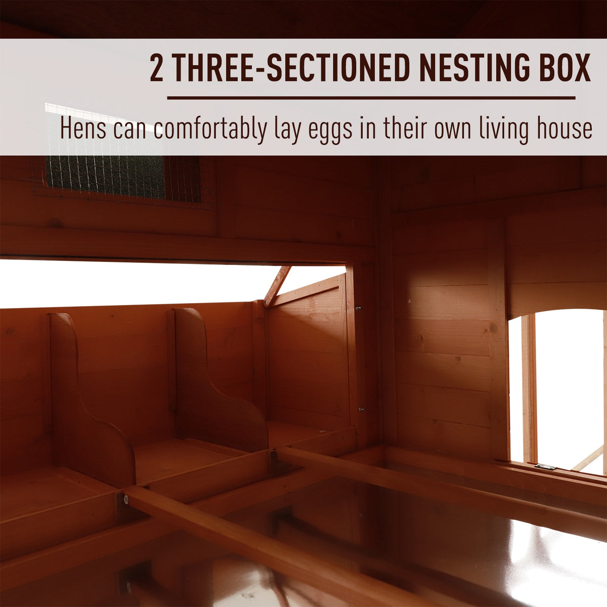 Large Wooden Chicken Coop with Nesting Box and Run - 136.5 Inches