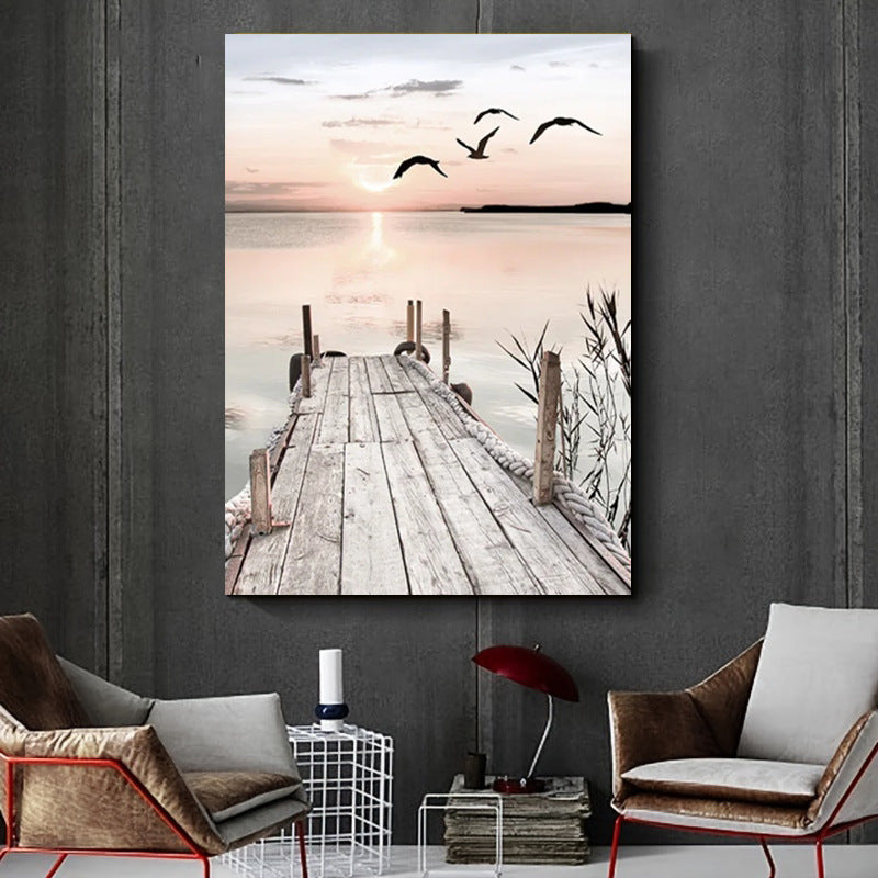 Abstract Warm-Style Decorative Painting for Gallery Corridor Entrance - Frameless Nordic Art
