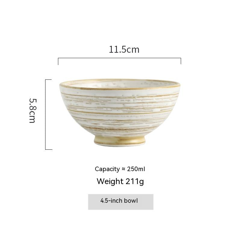 Porcelain Rice Bowl Set 4.5 Inch Retro Kitchen Tableware