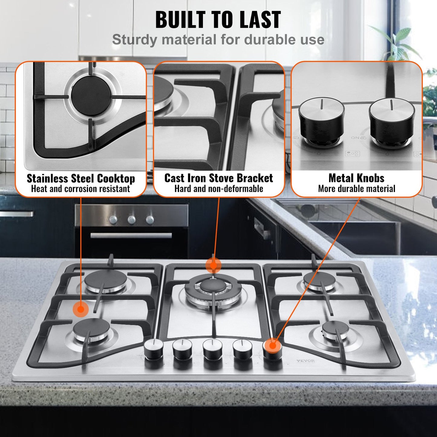 30-Inch Gas Cooktop with 5 Burners - Built-in Stainless Steel