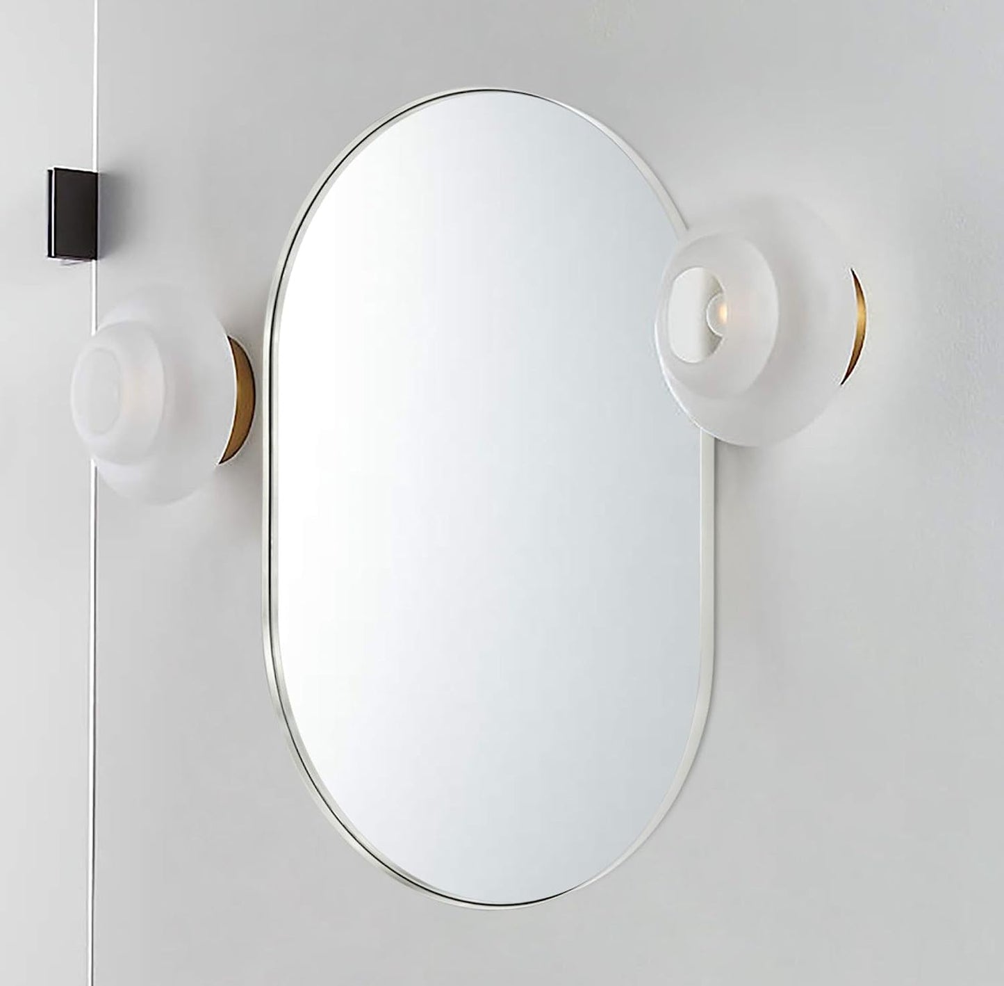 20 x 33 Inch Silver Metal Oval Wall Mirror