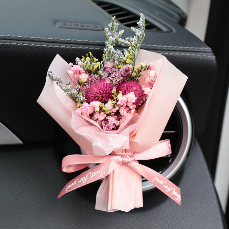 Decorative Dried Flowers Air Outlet Car Freshener - Colorful Aromatic Bouquet