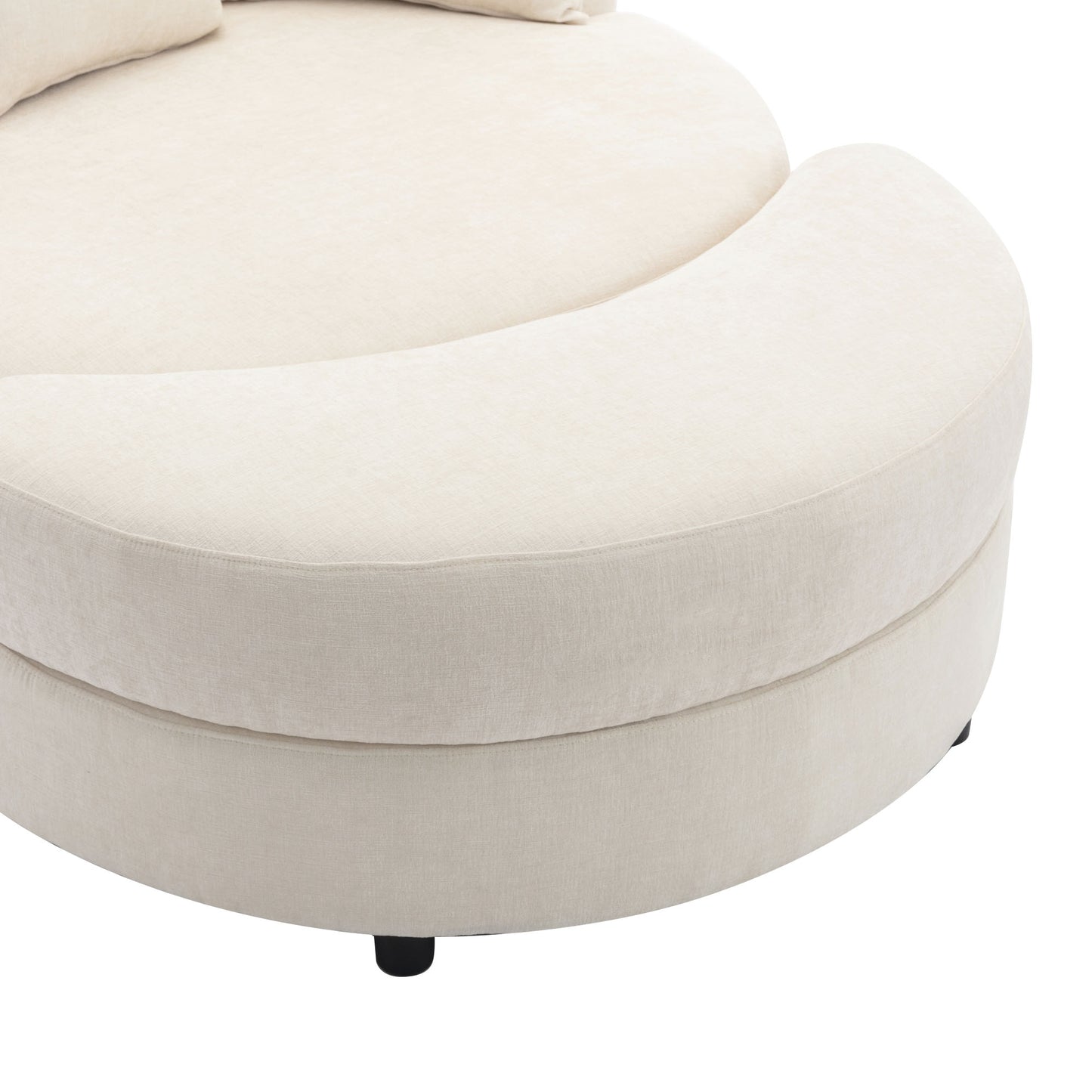 360° Swivel Accent Barrel Chair with Storage Ottoman & 4 Pillows - Cream