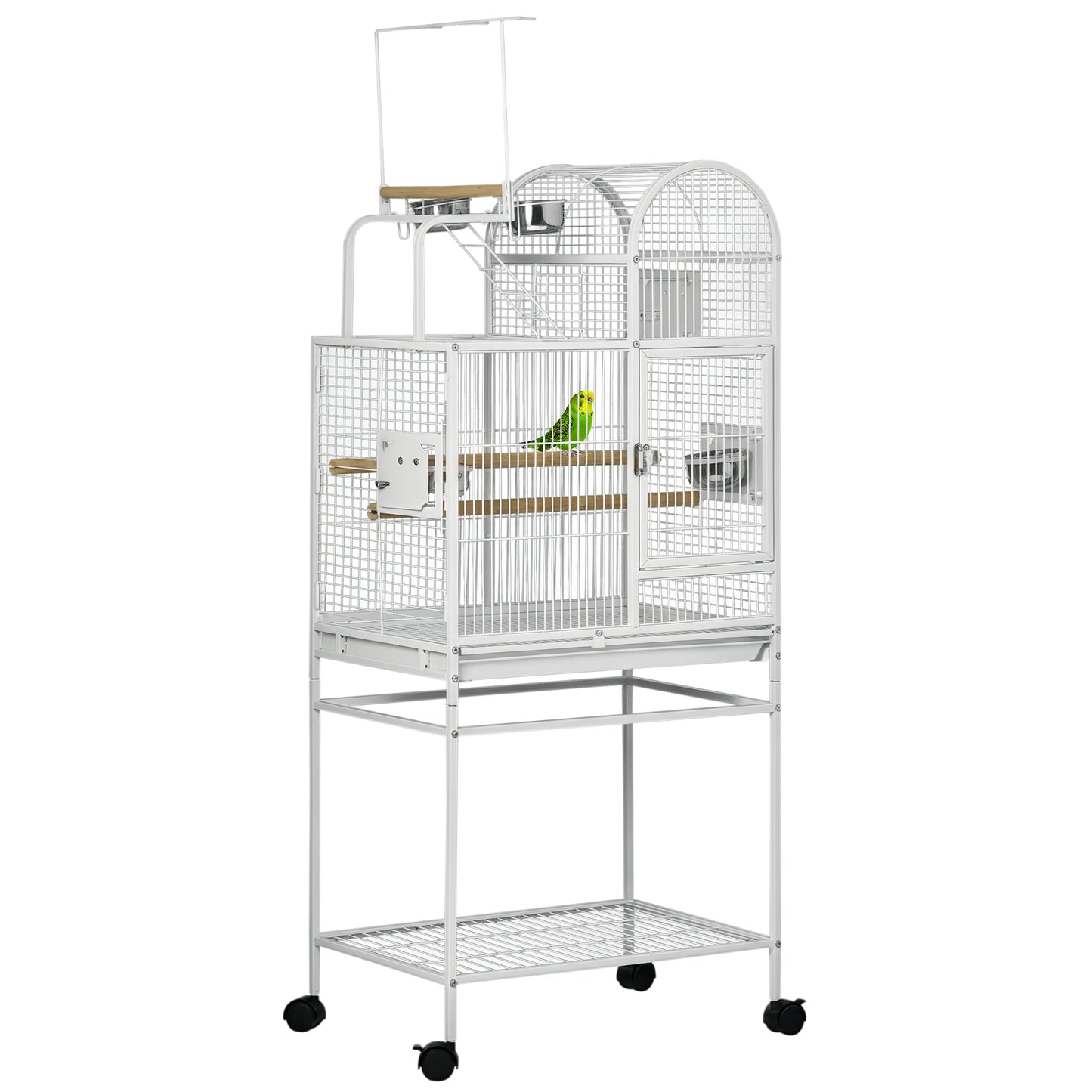 Large 55-Inch Parrot Cage with Rolling Stand, Perches & Food Cups