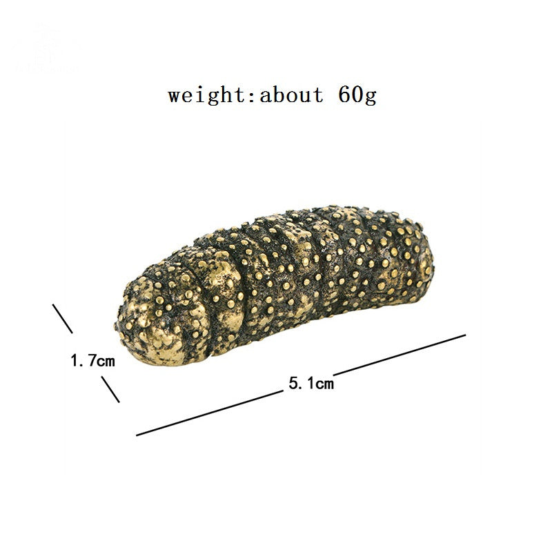 Sea Cucumber Brass Ornament - Antique Copper Tea Pet for Home Decor