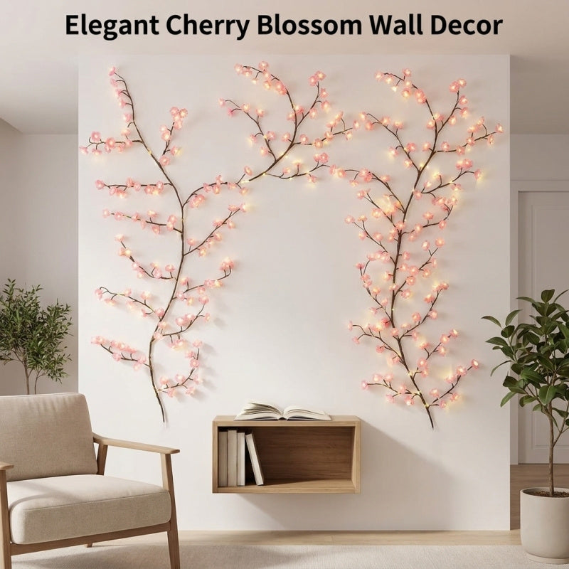 LED Cherry Blossom Wall Lights with Remote - 8 Modes, Flexible Branches, USB Power