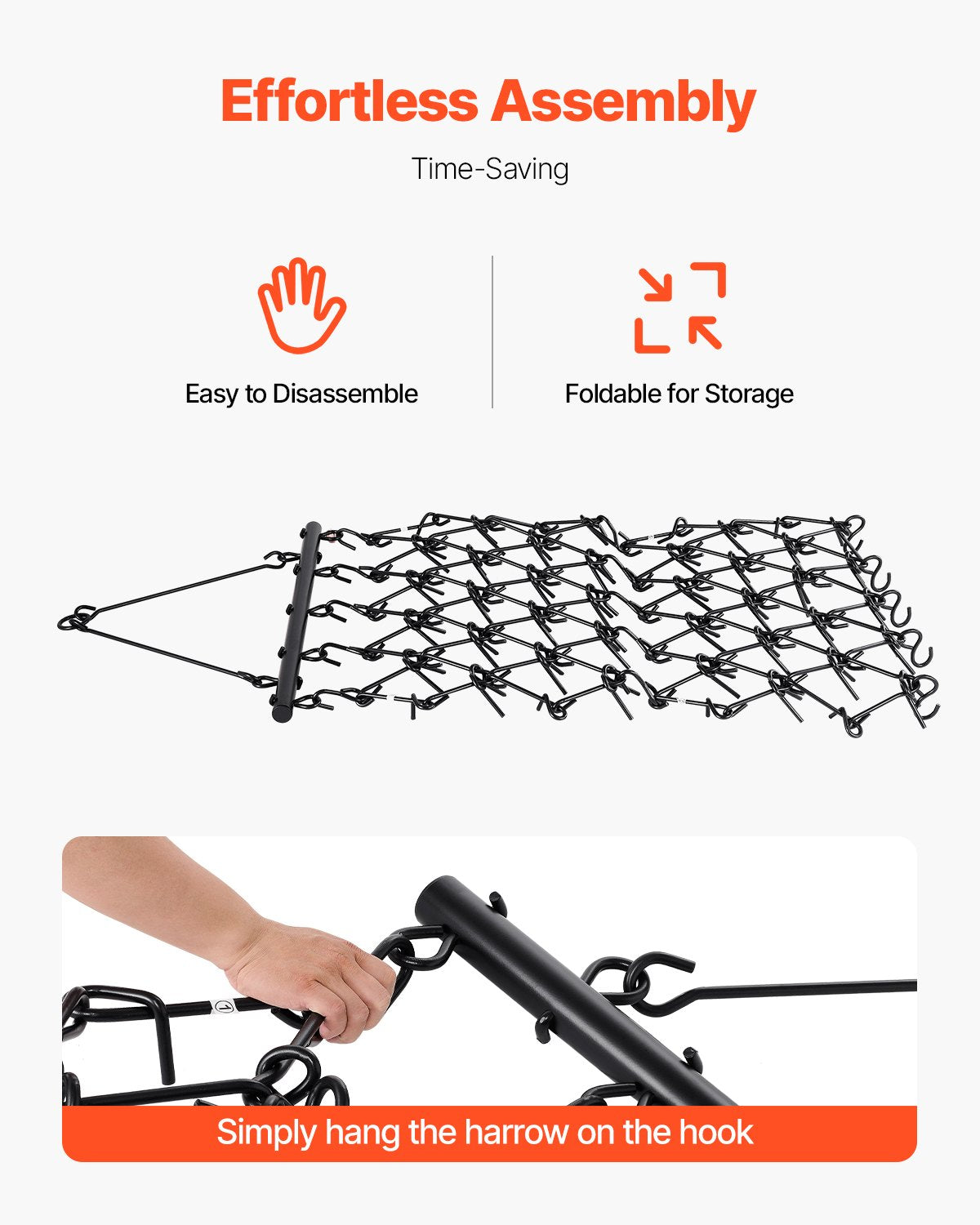 Heavy-Duty Chain Harrow 7x3.7 Ft for Land Leveling & Soil Preparation