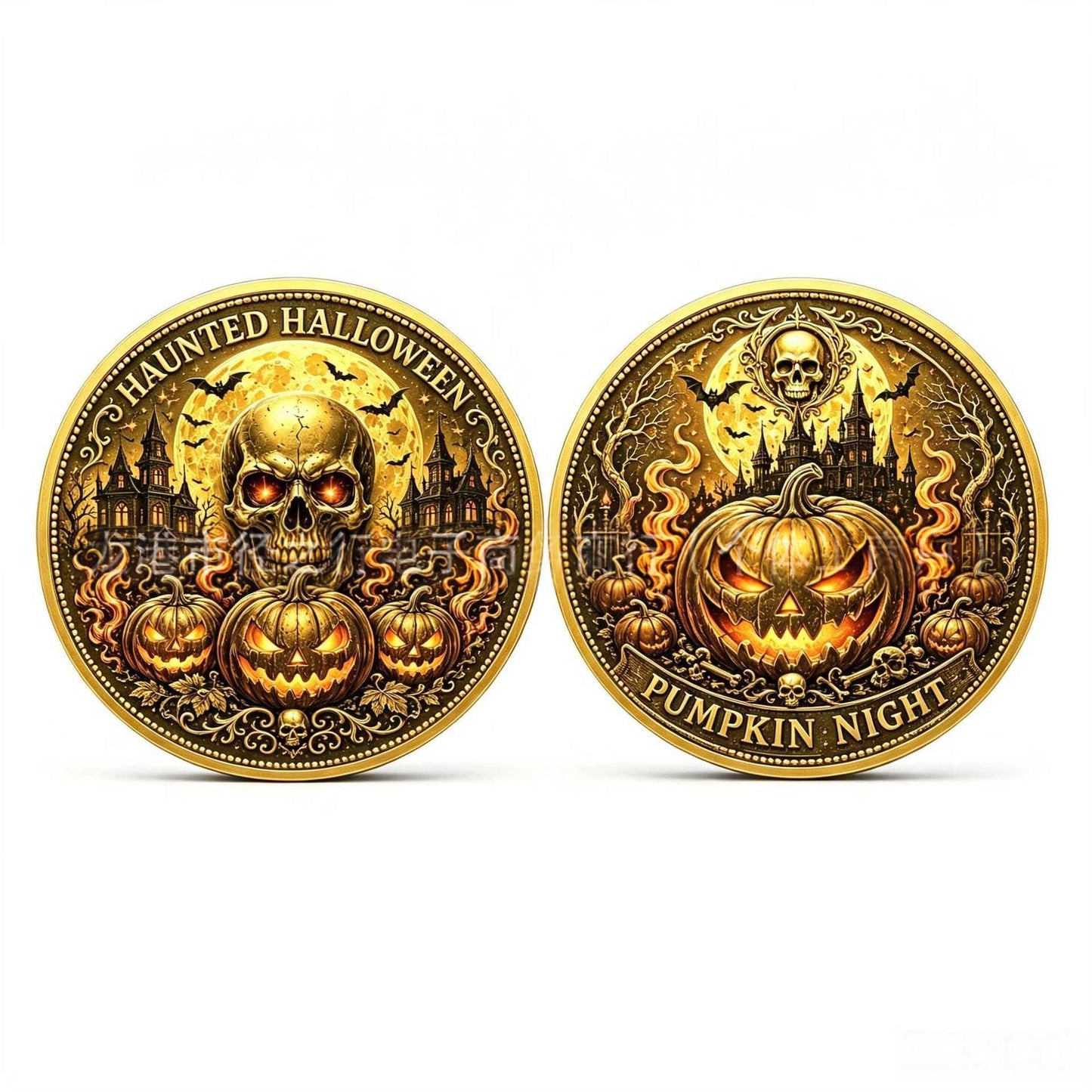 Halloween Witch Pumpkin Lantern Commemorative Coin - Home & Garden Decor