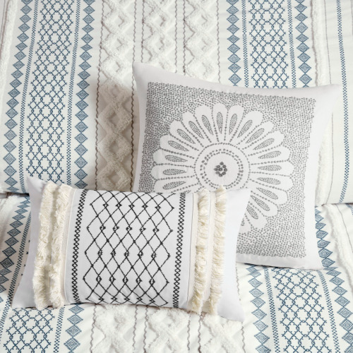 King Cotton Duvet Cover Set with Chenille - Multicolor