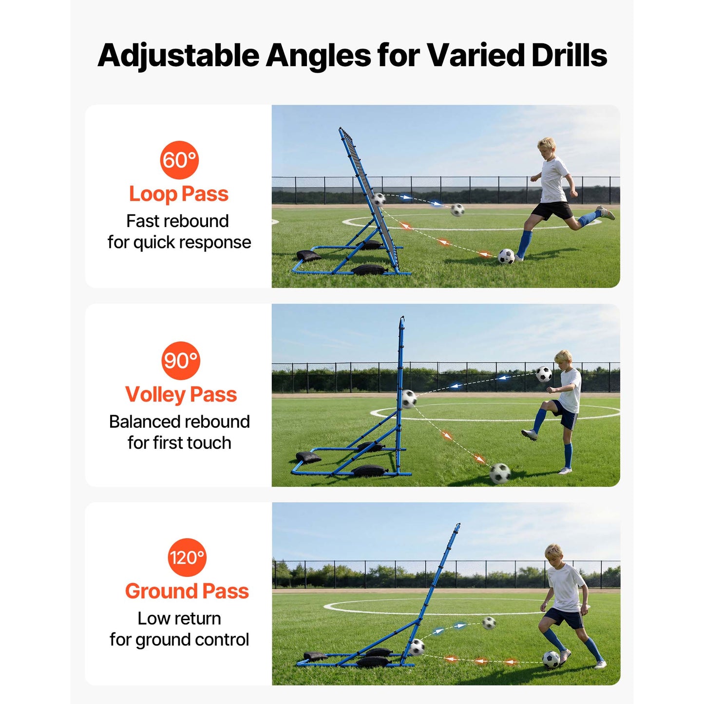Soccer Rebounder Net 7x6 Ft Heavy-Duty Iron Frame for Passing Control Training
