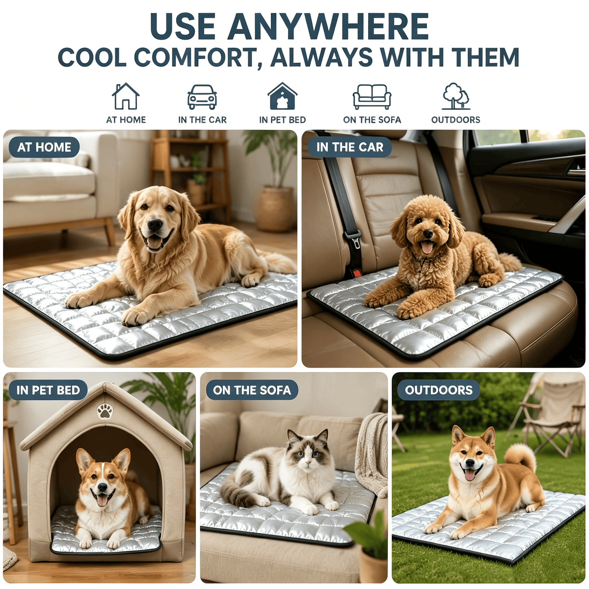 Multi-Use Waterproof Pet Mat for Dogs & Cats - Machine Washable & Dirt-Resistant