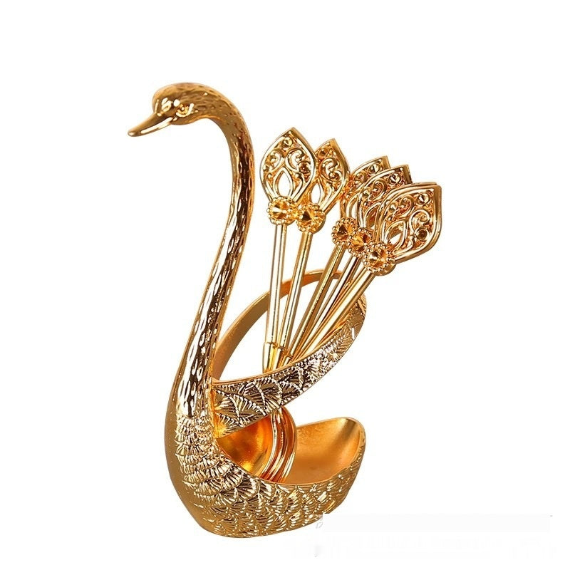 Luxury Swan Storage Rack Set - Gold & Silver Home Decor Organizer