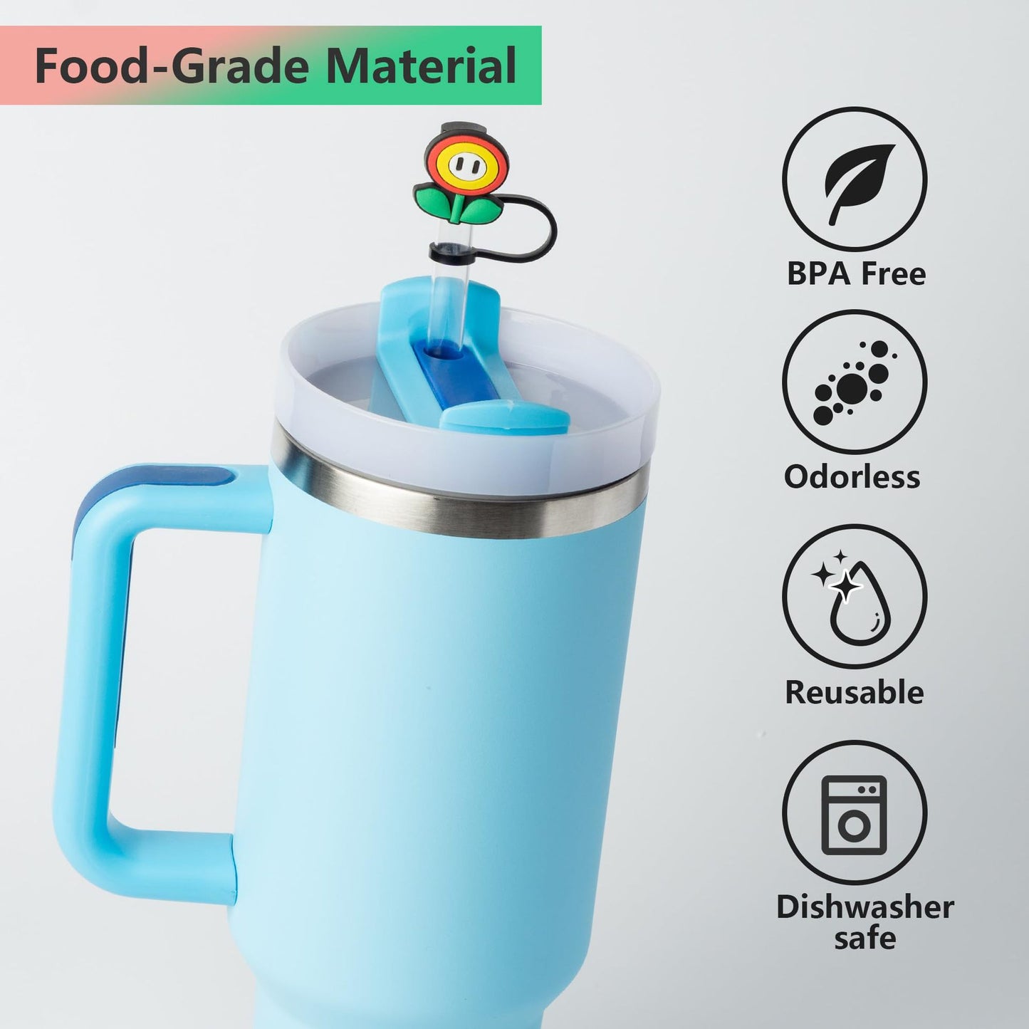 40 Oz Glass Straw Cover Set - Heavy Duty Plastic Protectors for Drinks