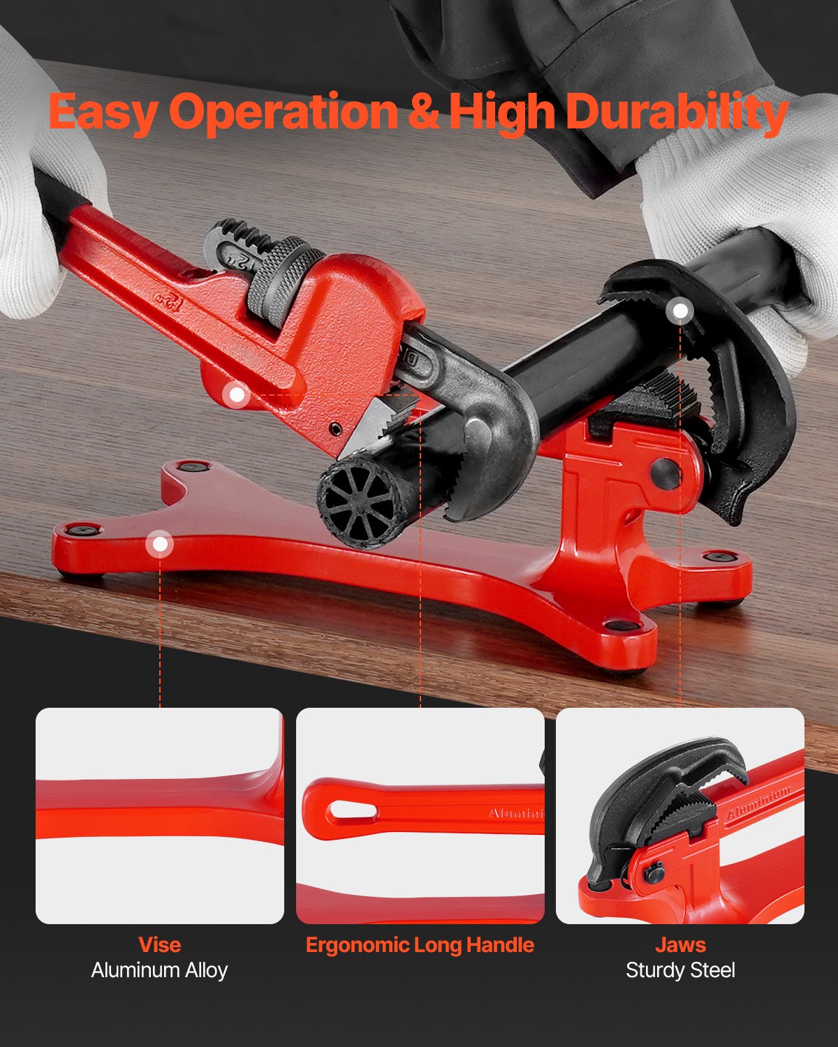 Lightweight Aluminum Pipe Vise 1/8 to 1-1/2 Capacity Portable Clamp Tool