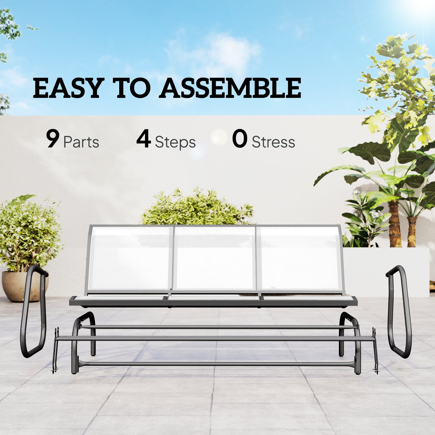 3-Person Outdoor Patio Glider Bench - Cream White Mesh Fabric