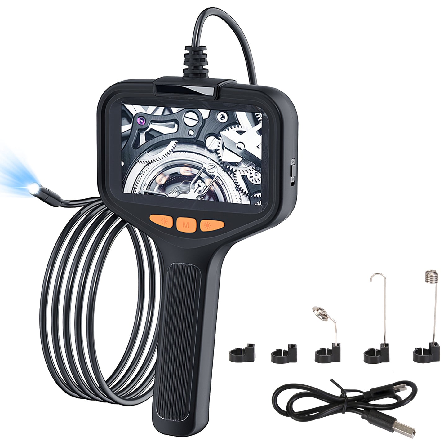 HD Inspection Camera with Light 4.3in Screen 16.4ft Waterproof Borescope for Plumbing & Automotive