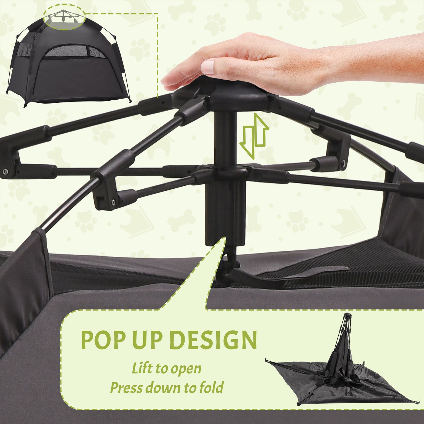 Portable Dog Tent with Carry Bag for Large Dogs, Sunshade & Ventilation