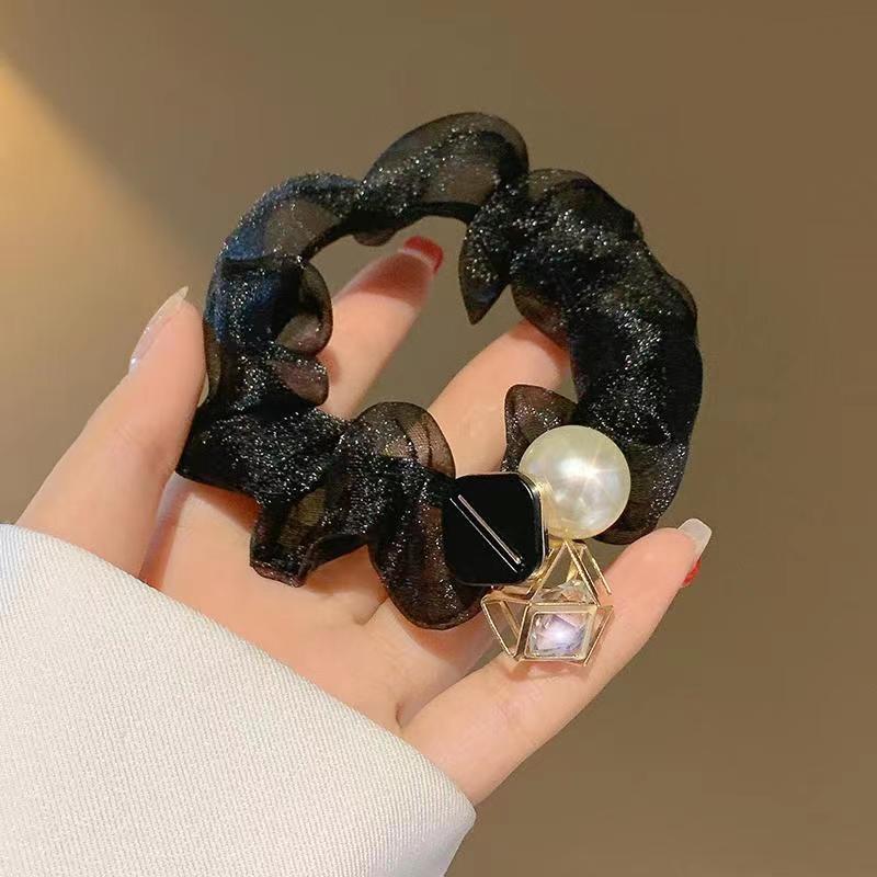 Luxury Pearl Organza Elastic Hair Rope - Stylish Hair Accessory