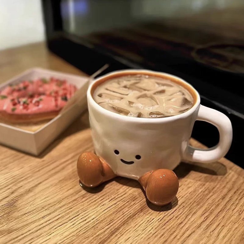 Cute Ceramic Coffee Mug - Cartoon Style, 301-400ml, Multiple Colors