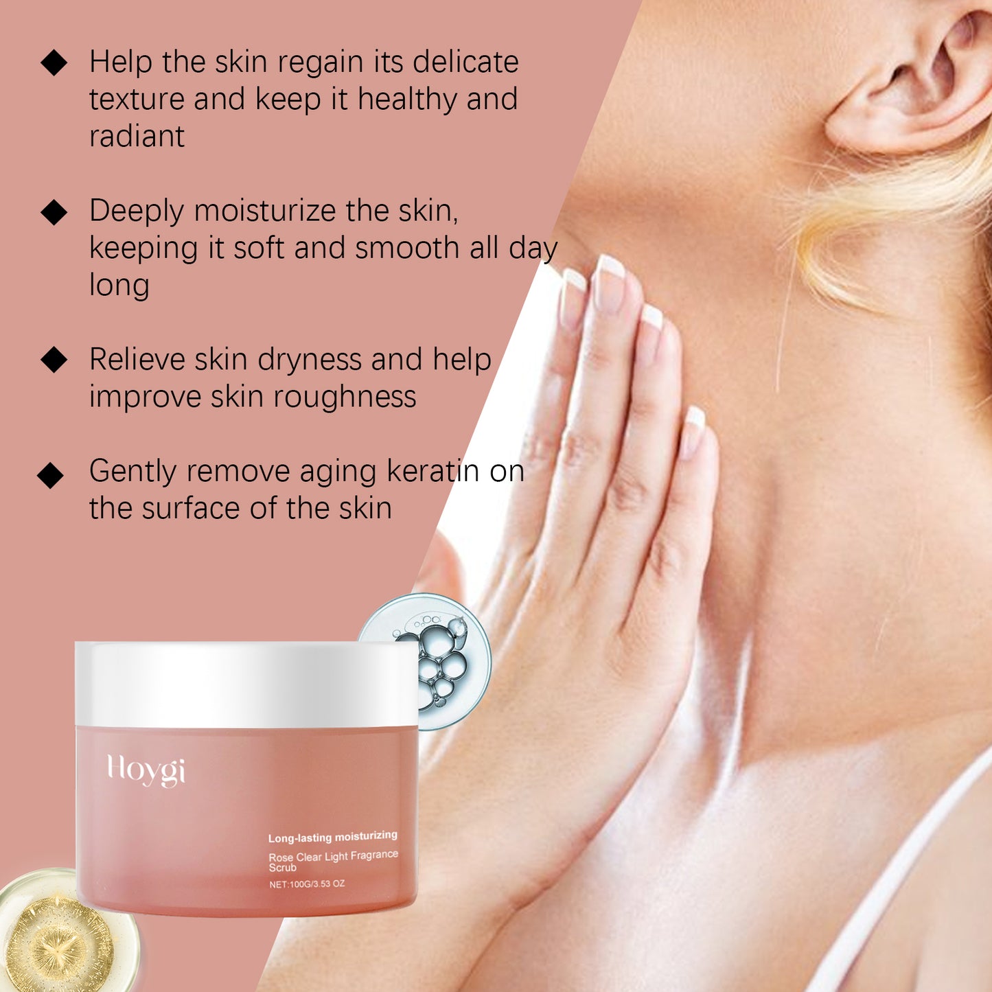 Rose Facial Scrub - Moisturizing Exfoliating Face Care Treatment (100g)