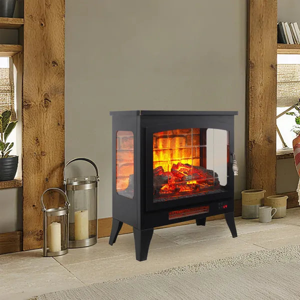 21 Inch Three-Sided Electric Fireplace Stove Heater with Remote