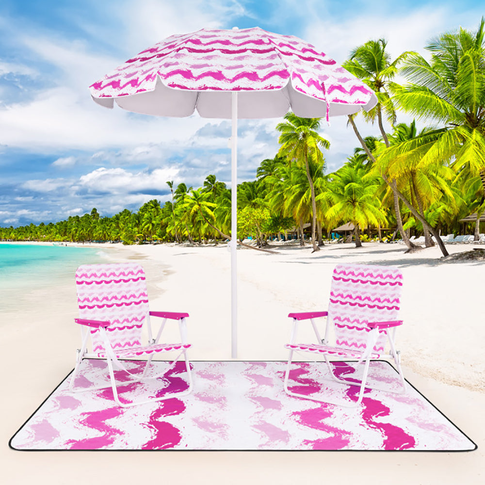 4-Piece Beach Umbrella Set with 2 Folding Chairs & Blanket