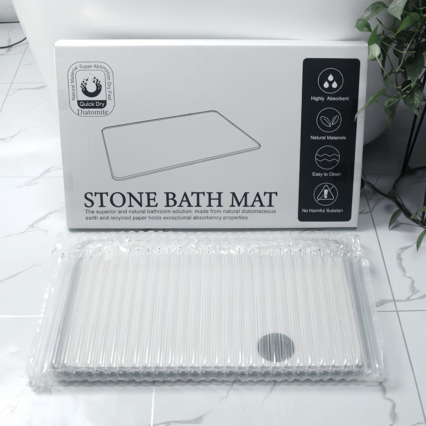 Diatom Ooze Bathroom Floor Mat Absorbent Non-Slip Square Home Accessory