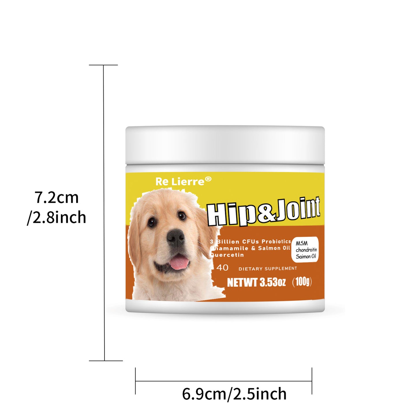 Dog Hip & Joint Supplement - 40 Servings with MSM, Chondroitin & Salmon Oil