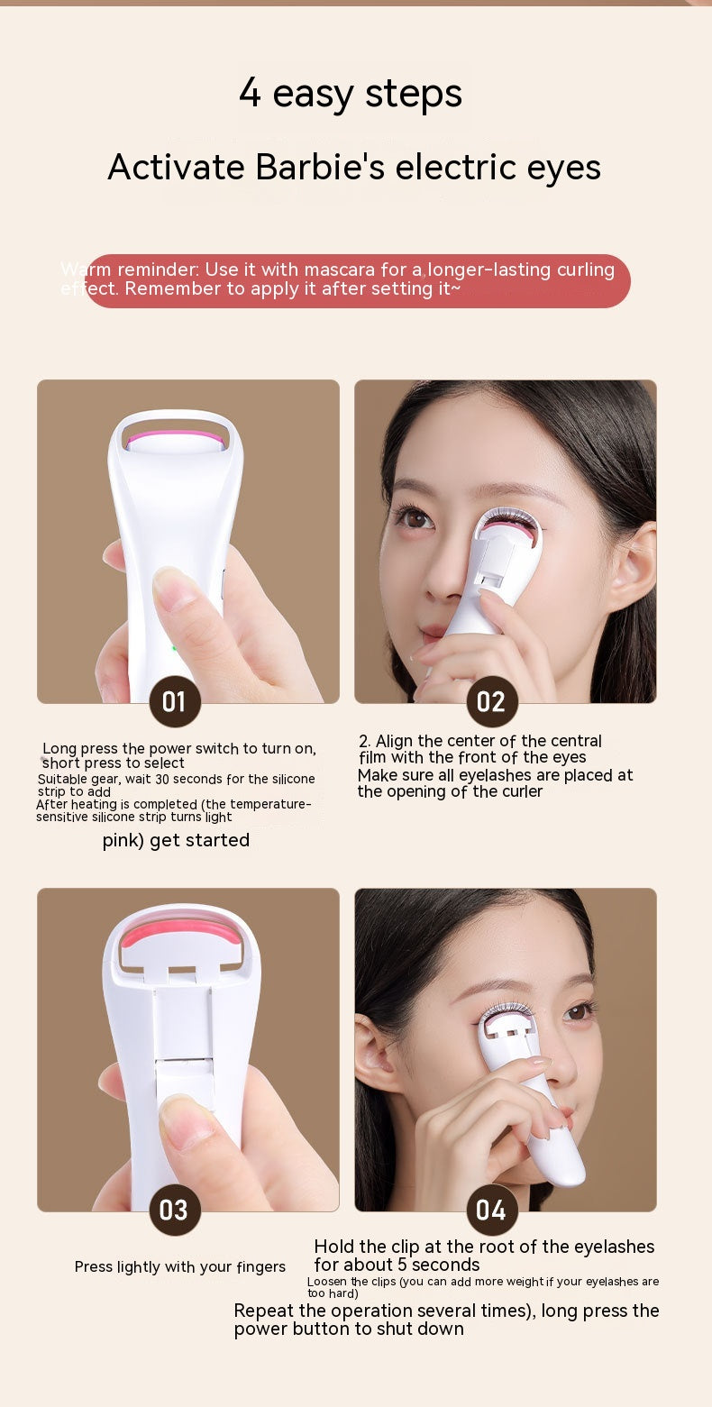 Electric Eyelash Curler with Temperature Control & USB Charging