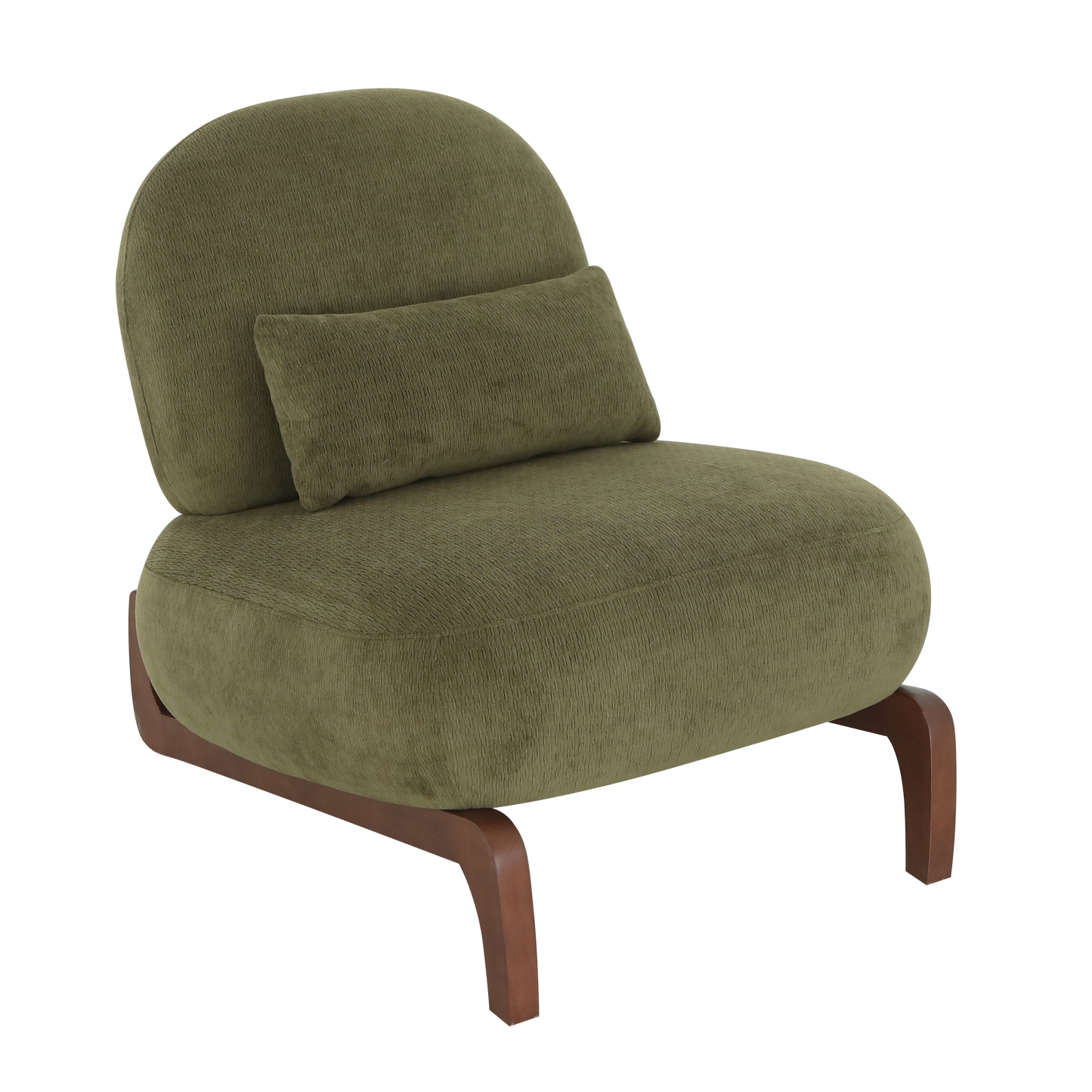 Green Velvet Accent Chair with Solid Wood Legs - Cozy Design