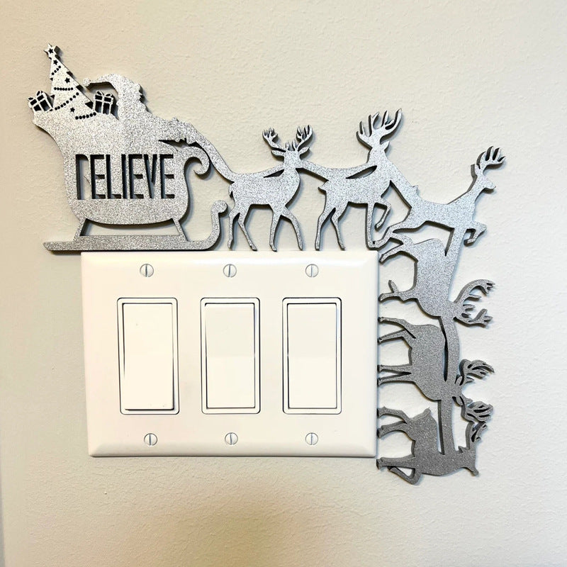 Christmas Door Frame Decoration Set - Holiday Seasonal Wall Decor with Wooden Figures