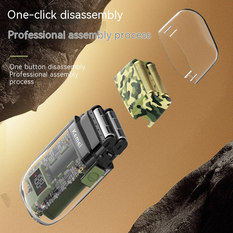 Waterproof USB Rechargeable LED Digital Shaver - Transparent Camouflage