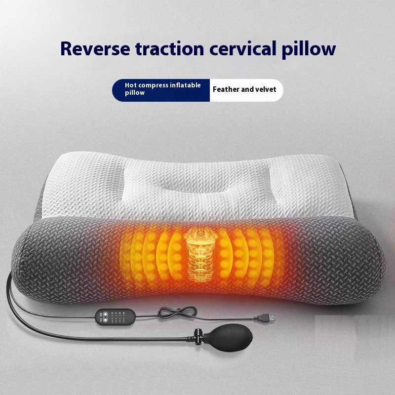 Adjustable Cervical Pillow for Neck Support and Traction - Hot Compress & Massage Variants