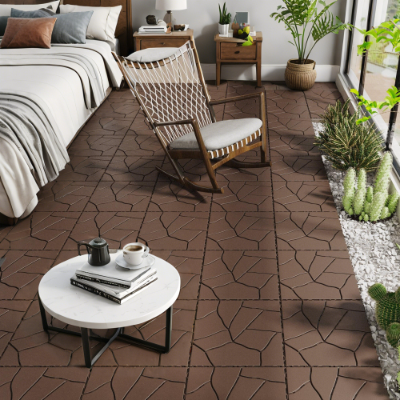 Interlocking Deck Tiles 44 Pack Waterproof Outdoor Patio Flooring 12x12 Square