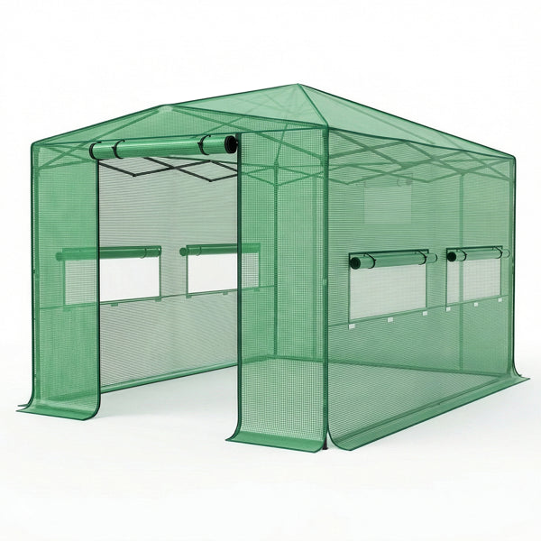 8x12ft Foldable Greenhouse Shed - Plastic Sprayed Iron Mesh