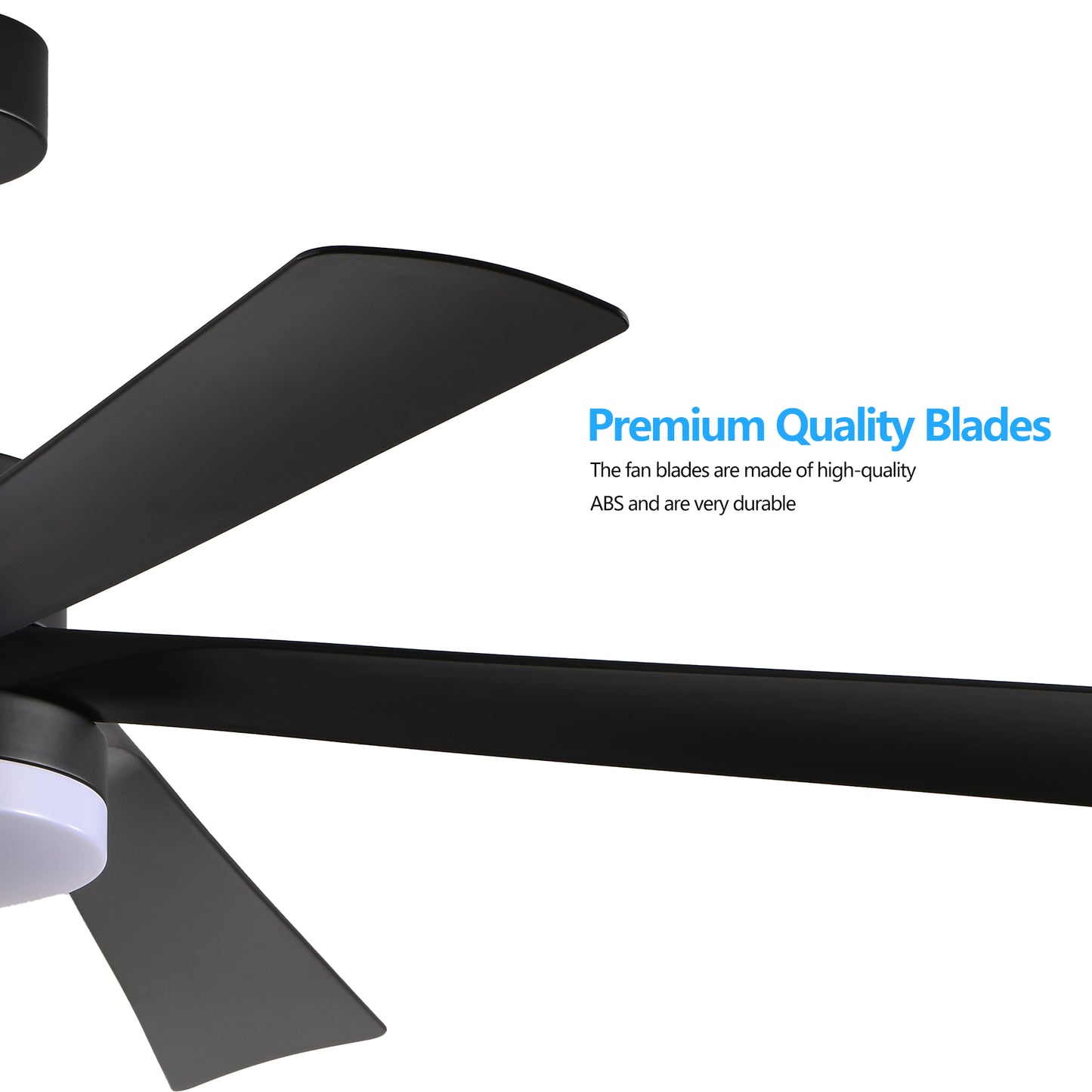 65 Inch Black Ceiling Fan with Dimmable LED Light & Remote Control