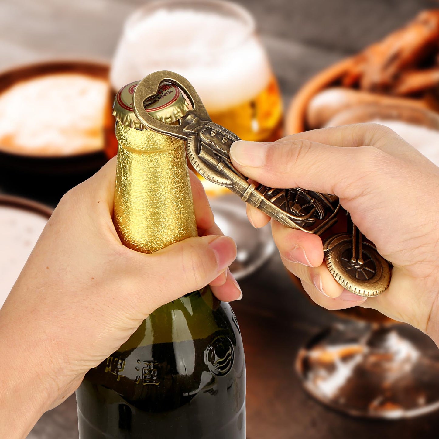 Motorcycle Beer Bottle Opener in Gift Box - Retro Bar Tool