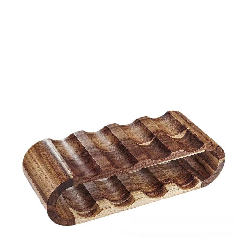 Wooden Double-Layer Wine Display Rack Solid Wood Desktop Decor