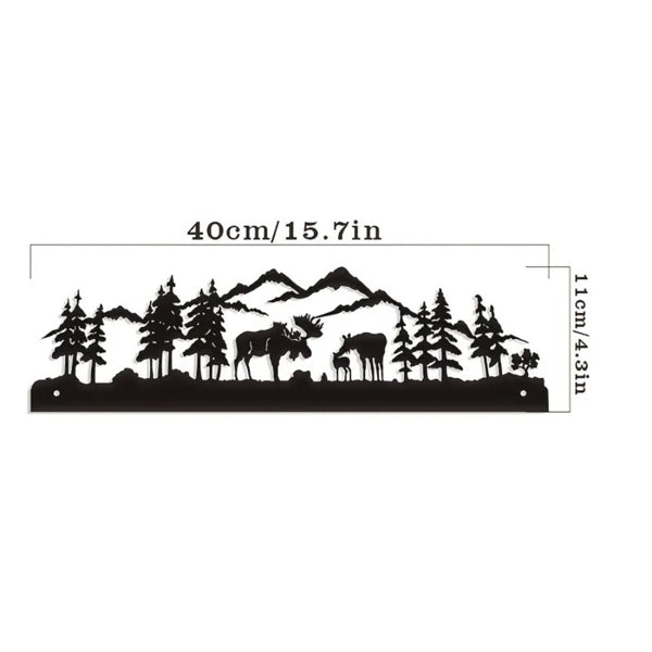 Deer Metal Wall Art for Living Room - Nature Silhouette Decor